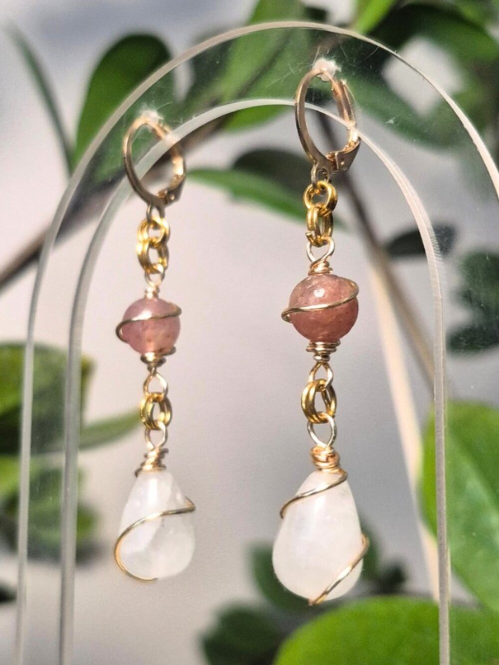 Strawberry and Milky Quartz Earrings